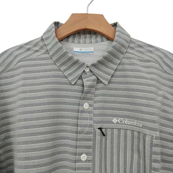 Columbia Shirt Mens Large Gray Striped Twisted Creek II Short Sleeve Outdoor - Picture 3 of 11